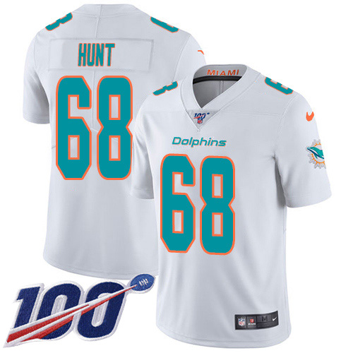 Miami Dolphins #68 Robert Hunt White Men Stitched NFL 100th Season Vapor Untouchable Limited Jersey->miami dolphins->NFL Jersey